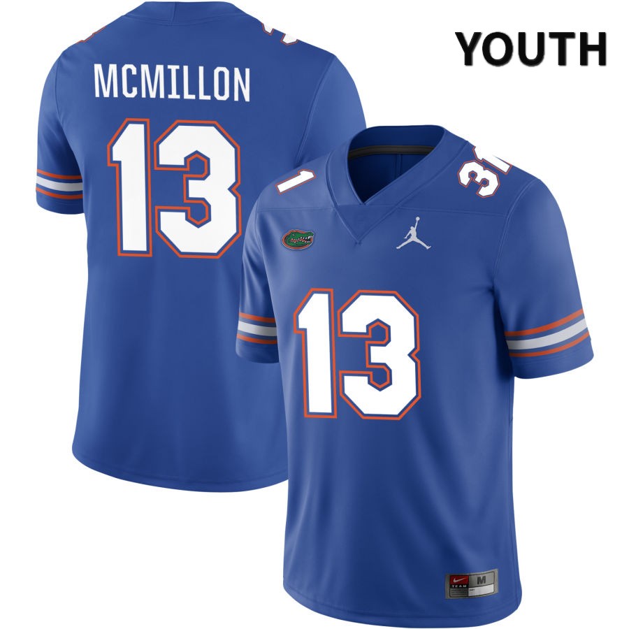 NCAA Florida Gators Donovan McMillon Youth #13 Jordan Brand Royal 2022 NIL Stitched Authentic College Football Jersey HLV7264IF